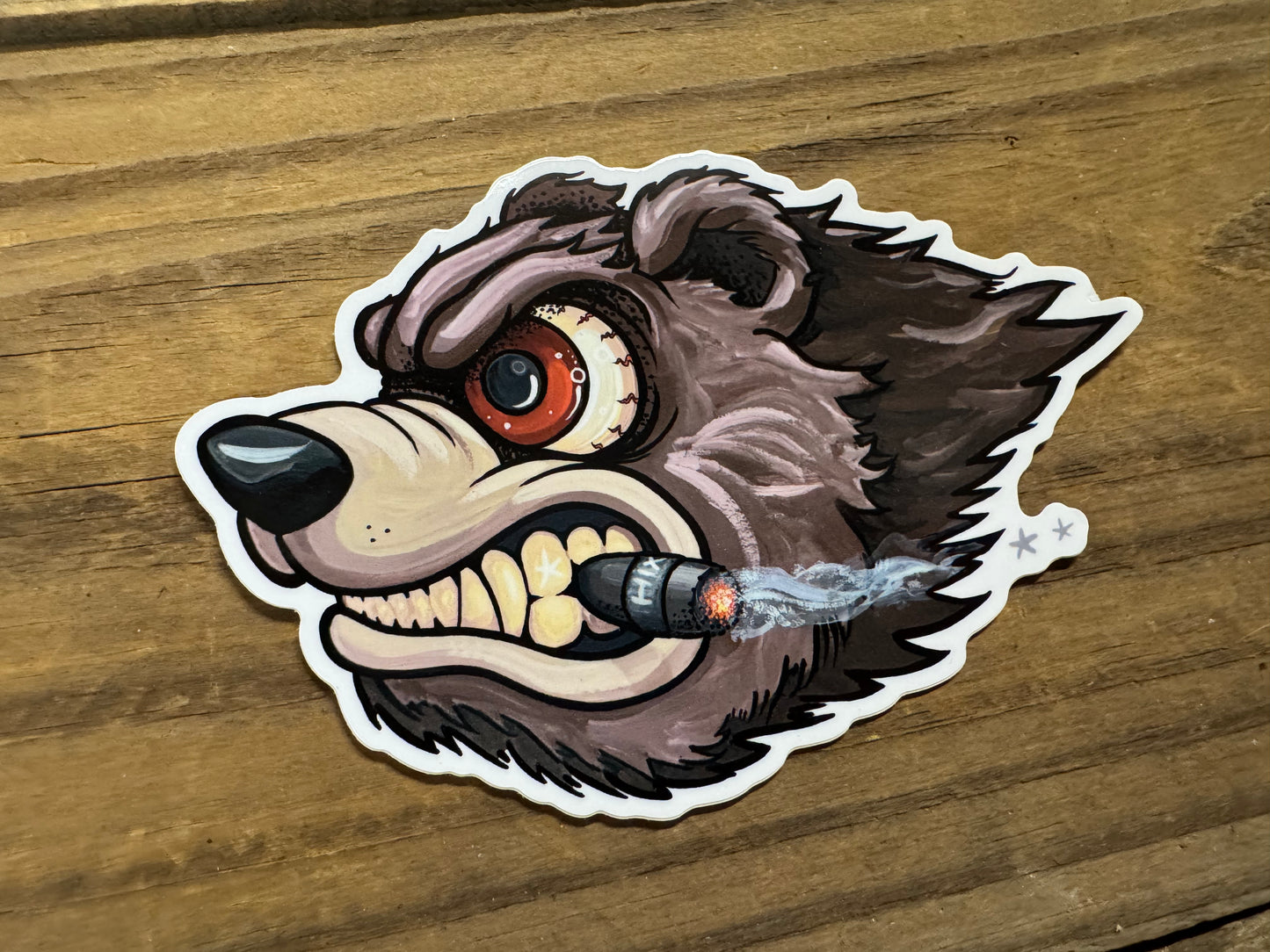 Grizz the smoking bear sticker