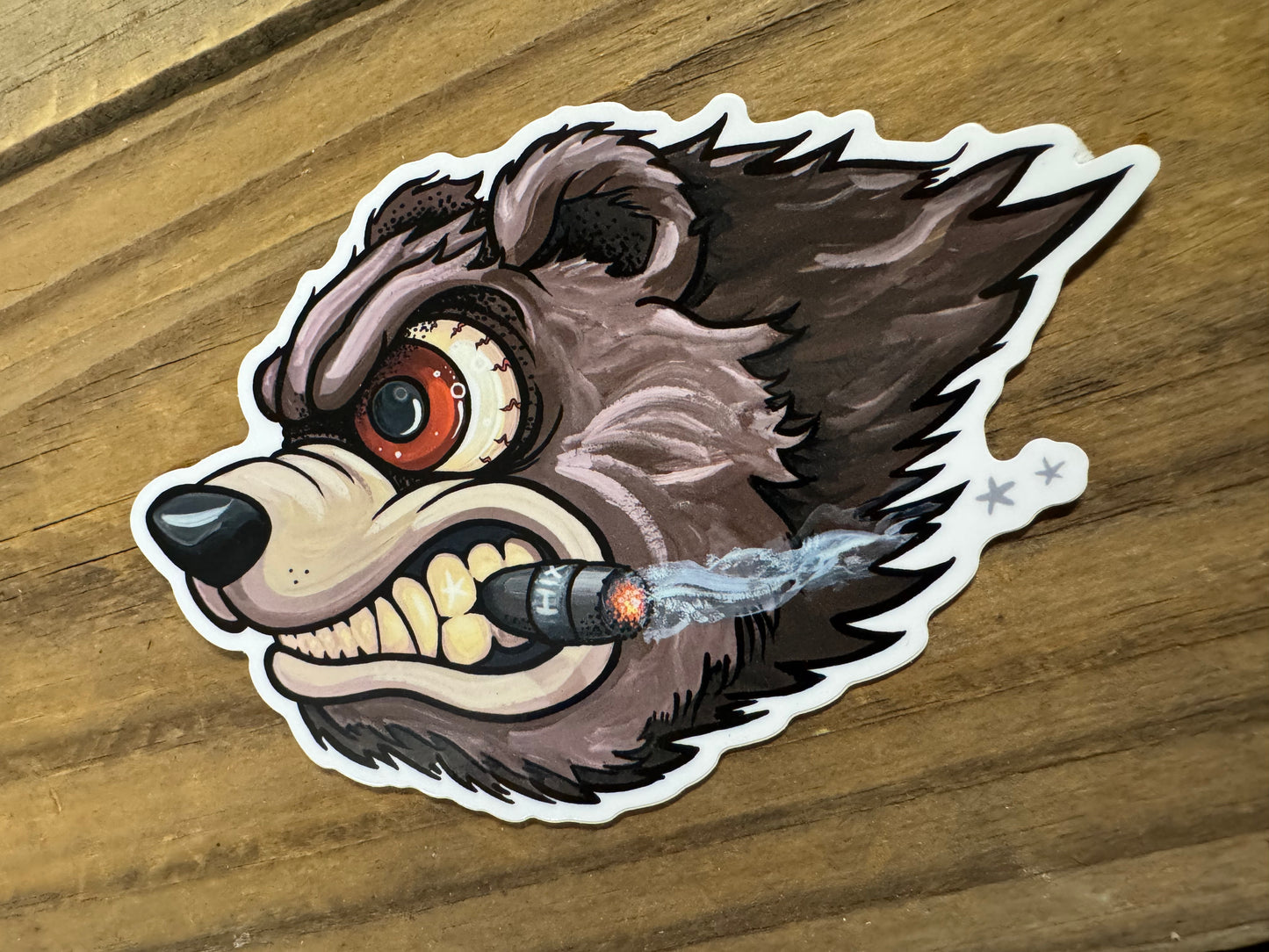 Grizz the smoking bear sticker