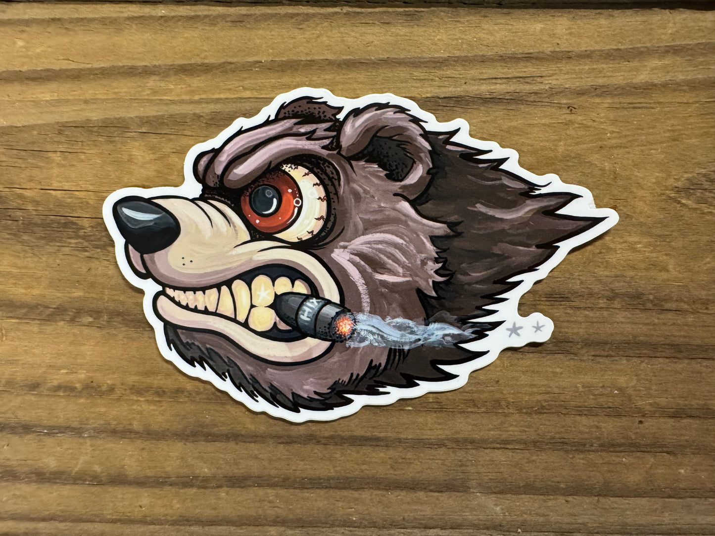 Grizz the smoking bear sticker
