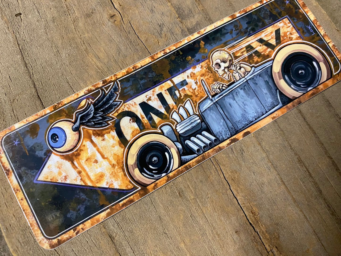 Gray Roadster Skull Sticker