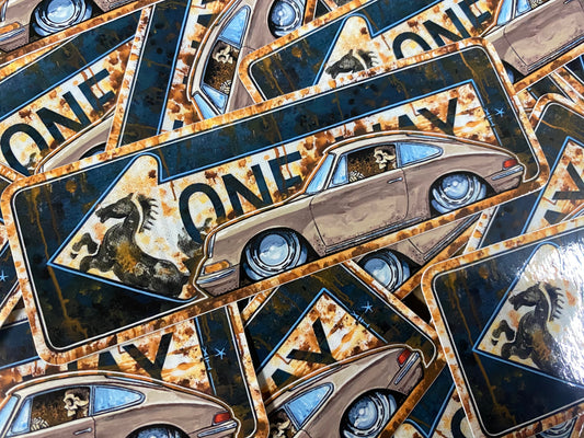 66 Porsche oneway Sticker