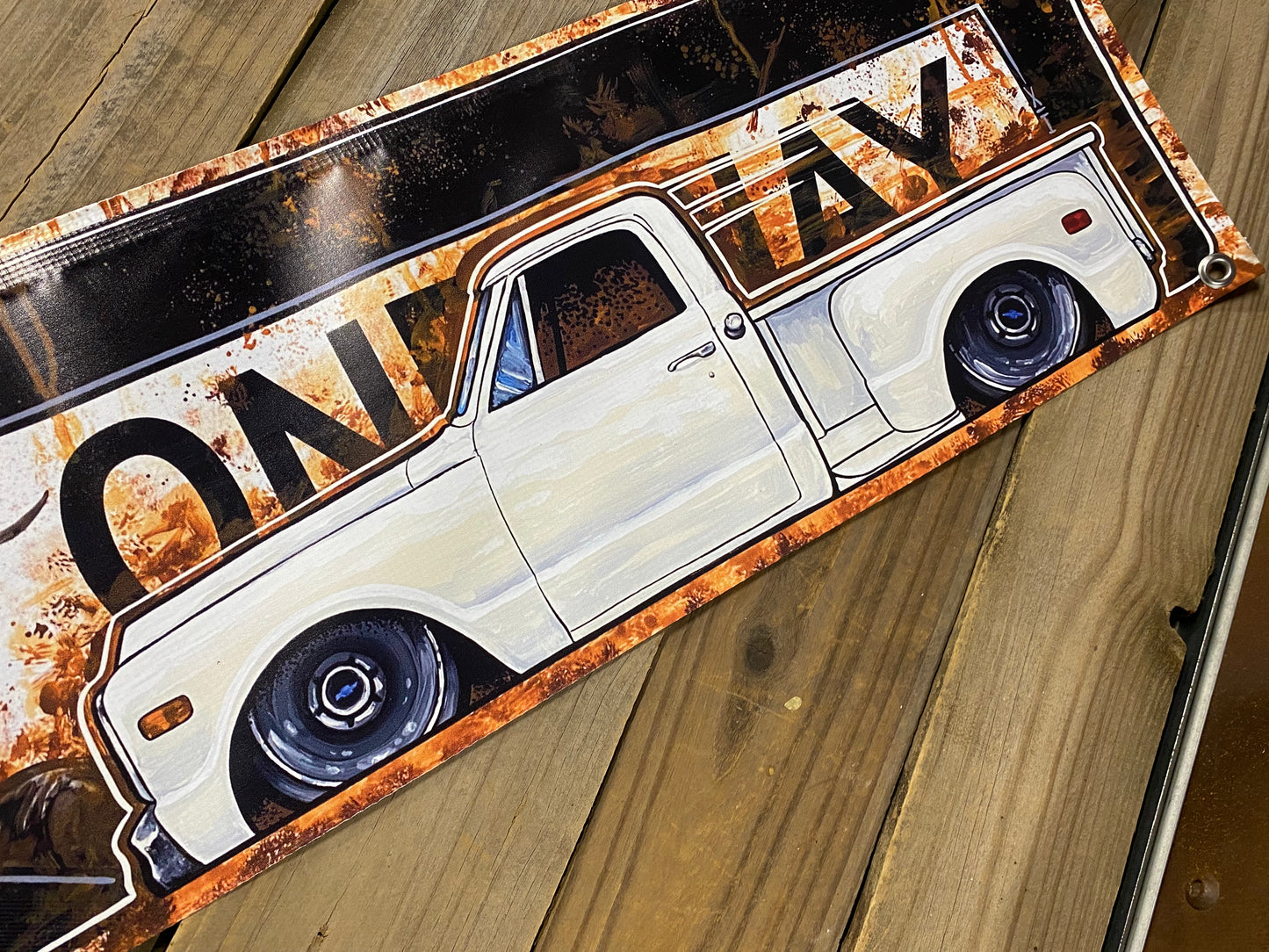 Banner- 70 chevy white