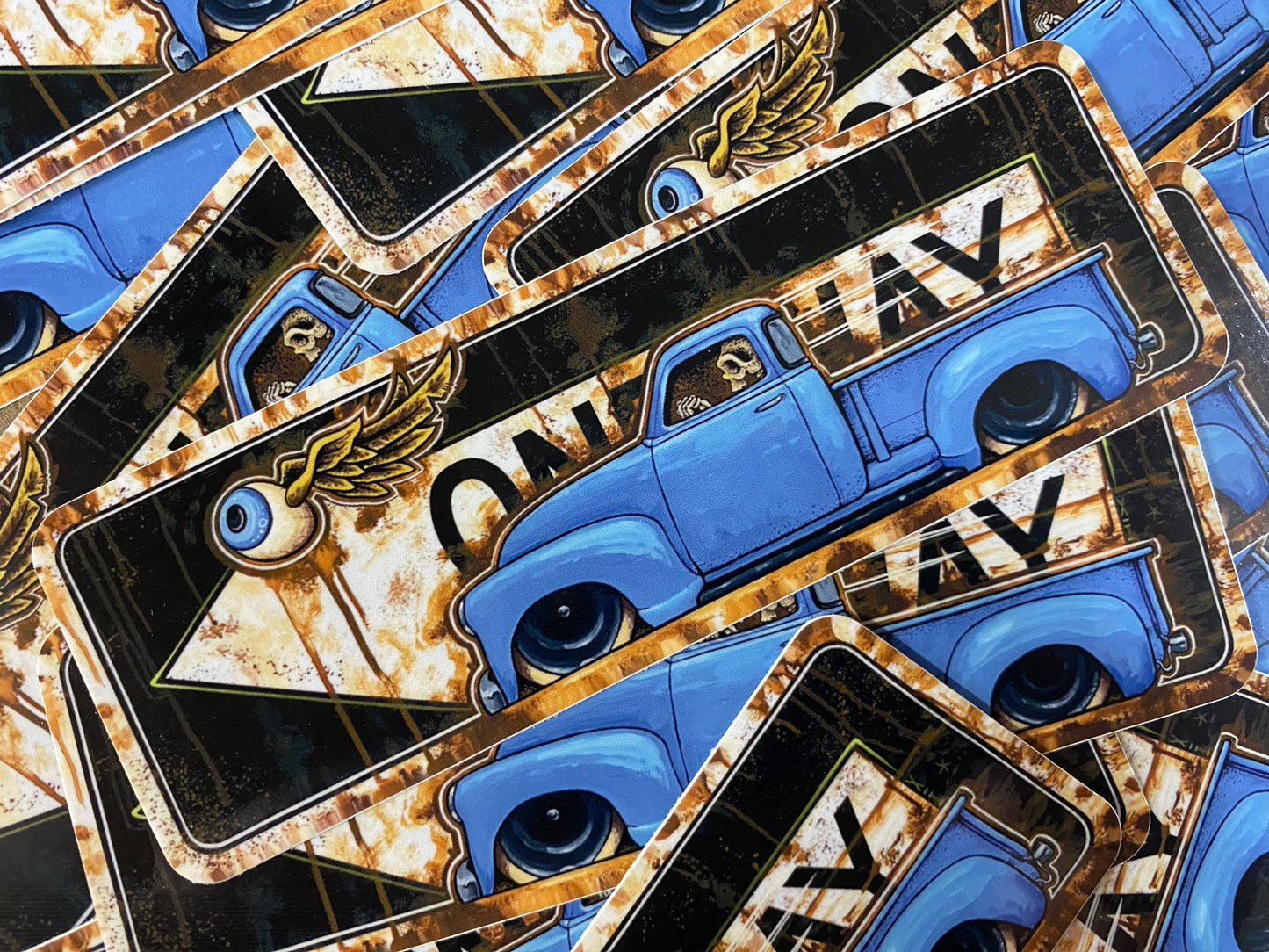 53 blue oneway sticker