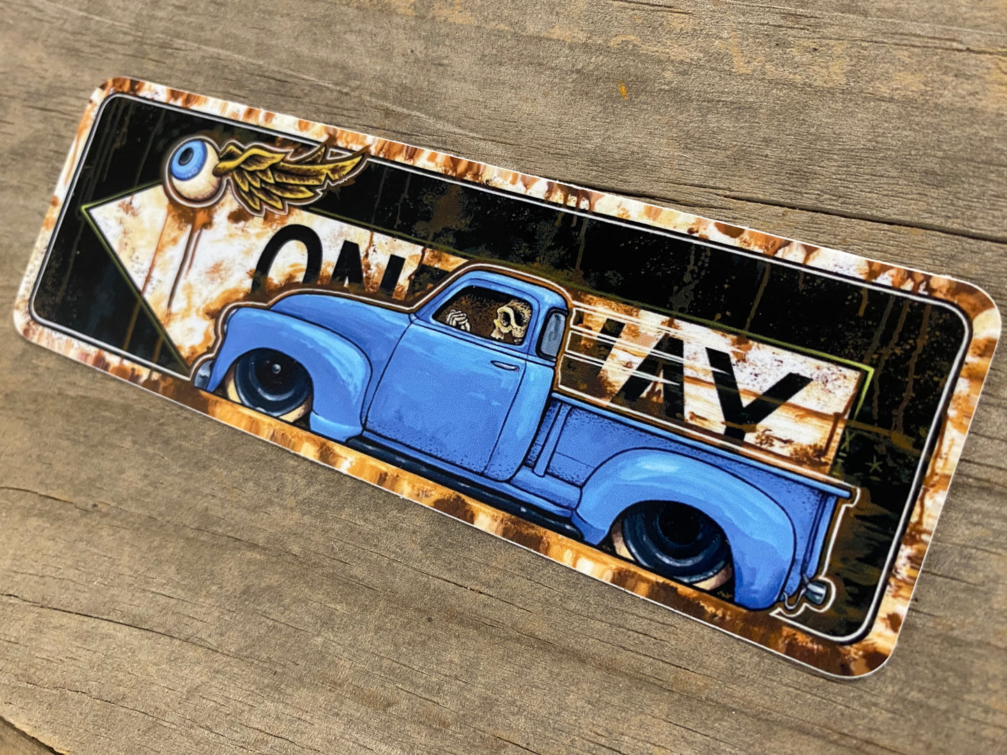 53 blue oneway sticker