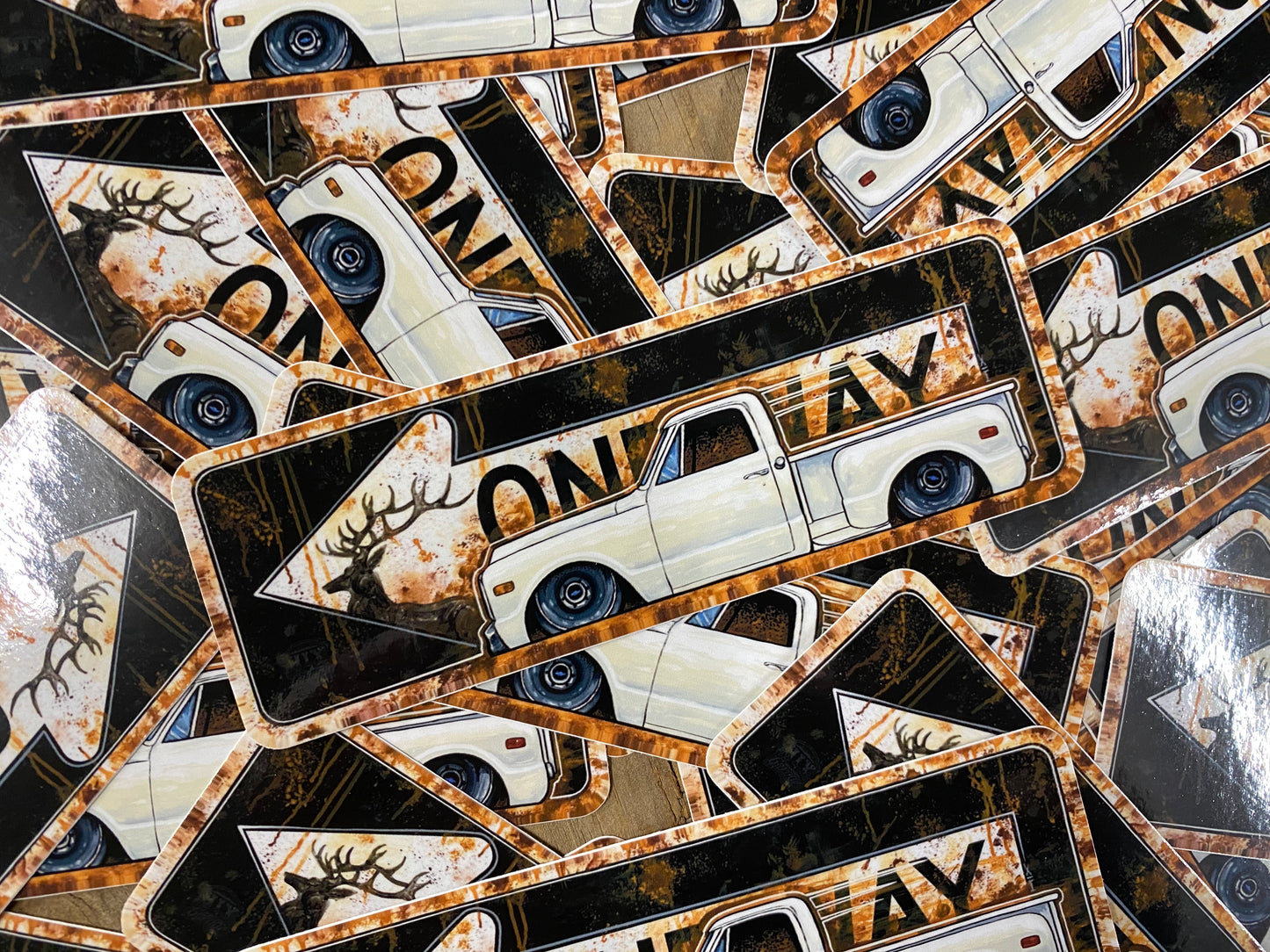 70 chevy white oneway sticker