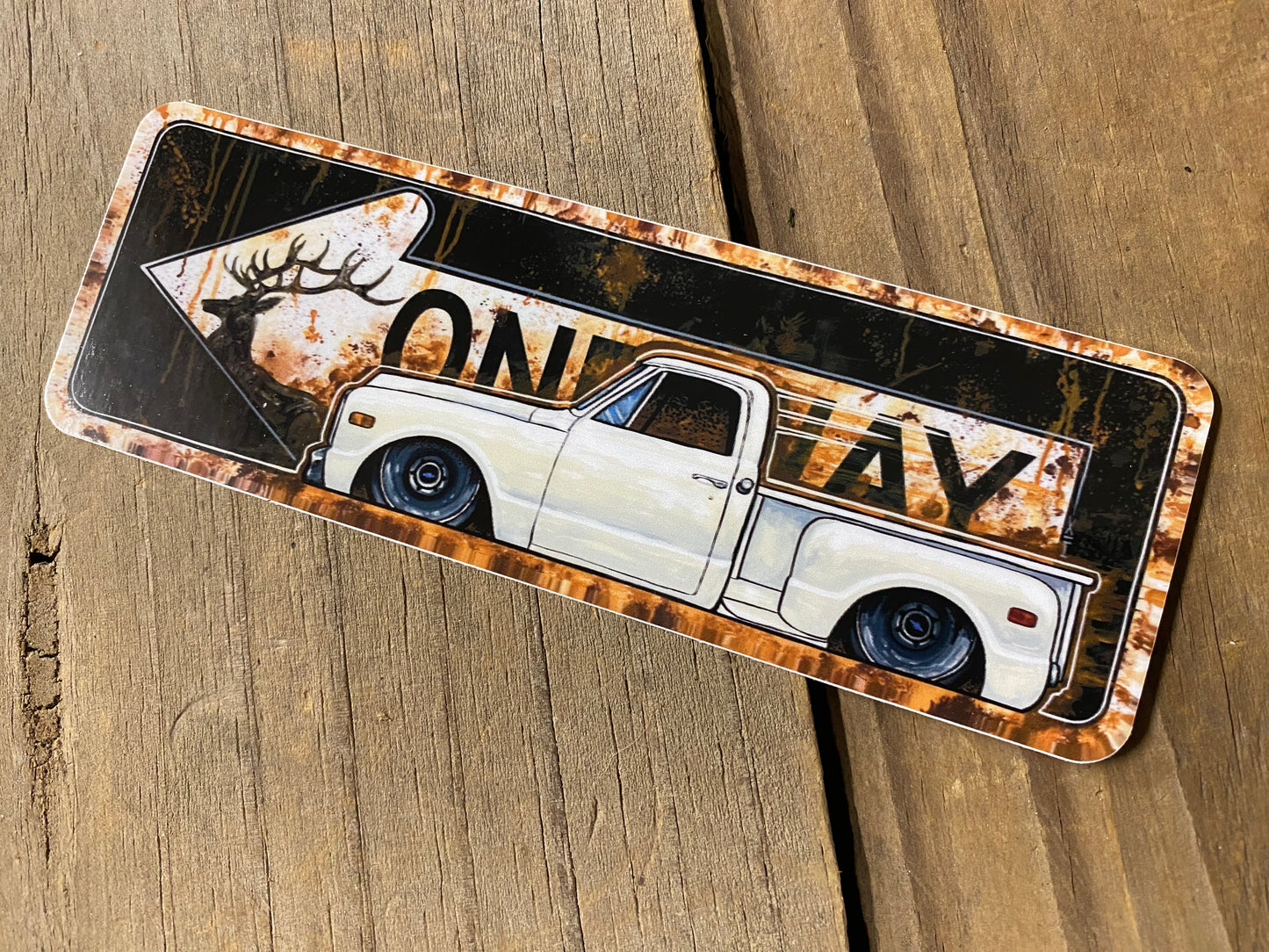 70 chevy white oneway sticker